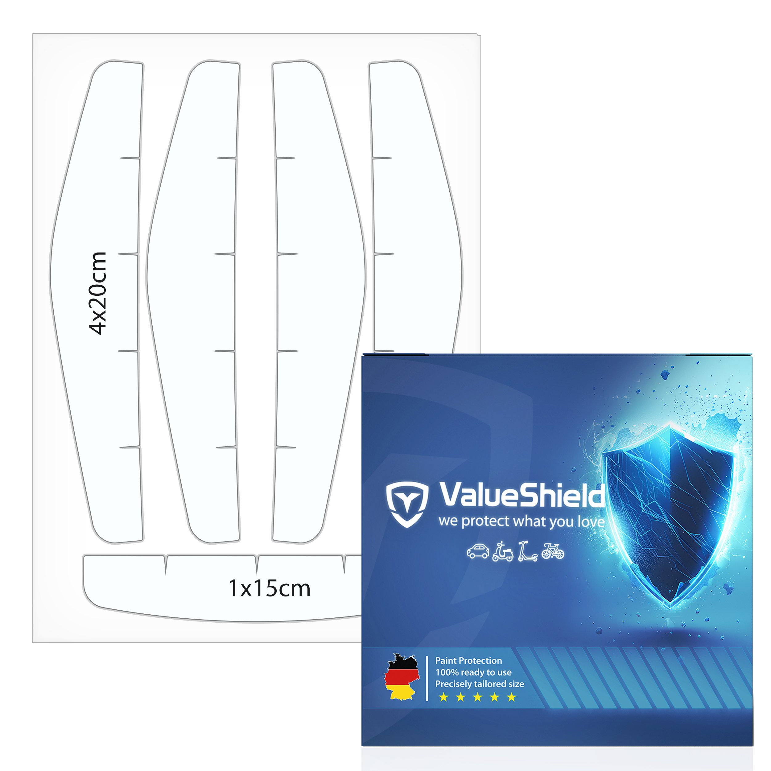 Universal transparent door edge protectors for all doors and tailgate, 5-piece set