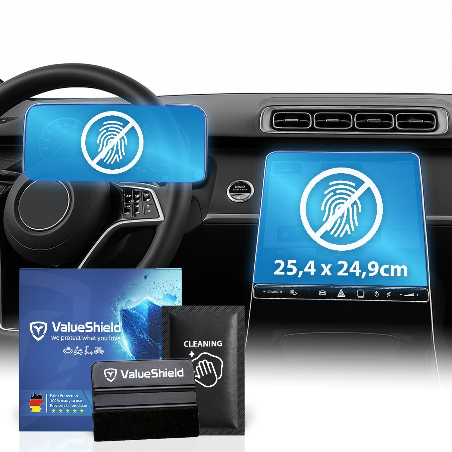 Protection d'écran anti-traces de doigts compatible avec Mercedes EQE X294 2022-2028 (SUV 5 portes)